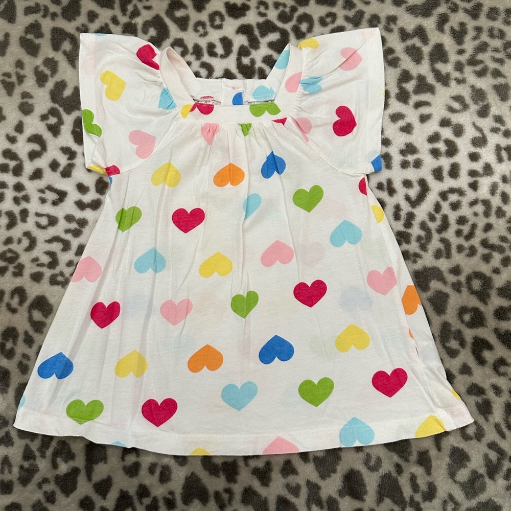 Carter’s Heart Print Short Sleeve Top in White Size 3T Toddler Girls